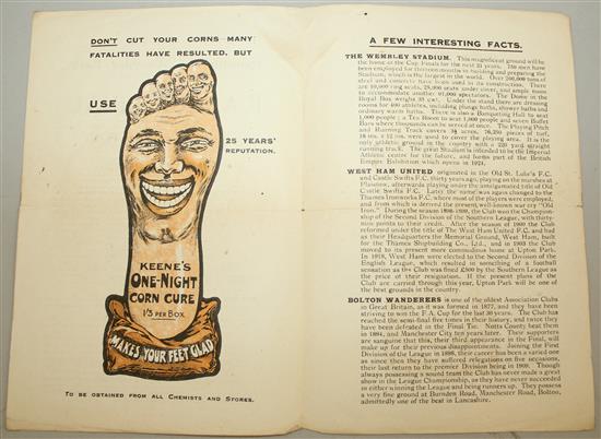 First Wembley FA cup final unofficial programme 1923,